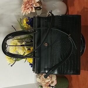 Snake Skin Fashion Black Bag NWOT 13x10x5